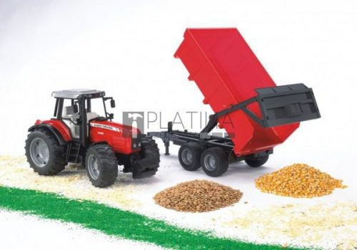 Bruder Massey Ferguson 7480 traktor billenős pótkocsival (02045)