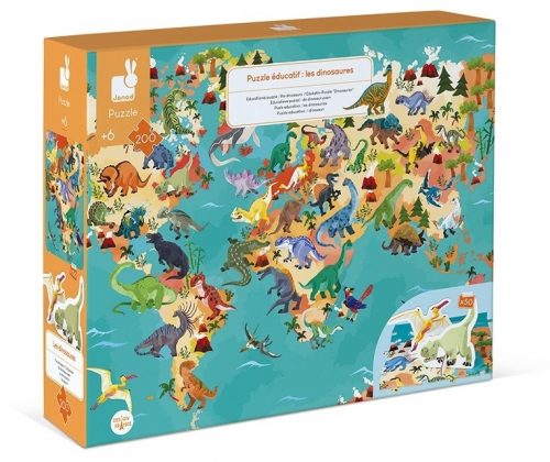 Janod Oktató puzzle és +3D figurák 200 darabos Dinoszauruszok (02679)