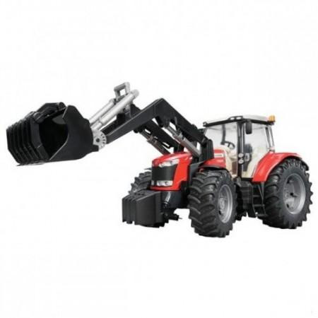 Bruder Massey Ferguson 7600 traktor homlokrakodóval (03047)