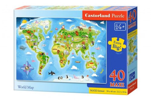 Castorland Maxi Puzzle - Világtérkép 40 db-os (B-040117)