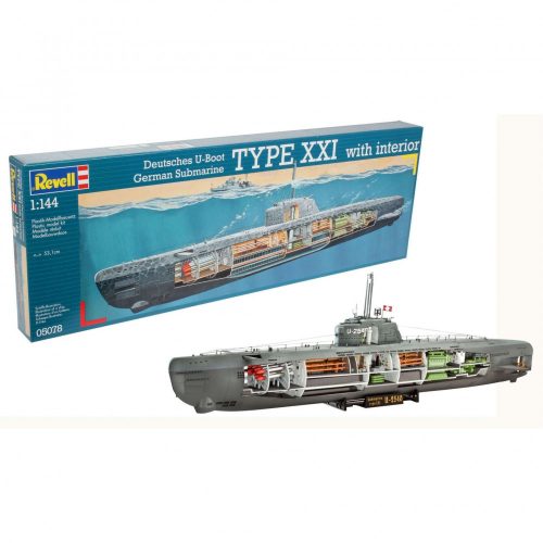 Revell German U-Boot Type XXI with interior 1:144 makett tengeralattjáró (05078)