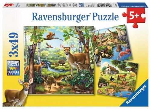 Ravensburger: Állatok 3 x 49 darabos puzzle (09265)