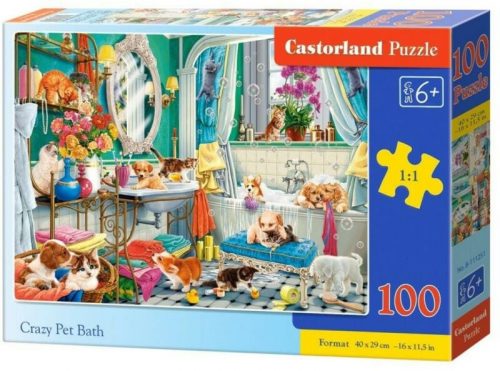 Castorland - Crazy Pet Bath - 100 db-os puzzle B-111251