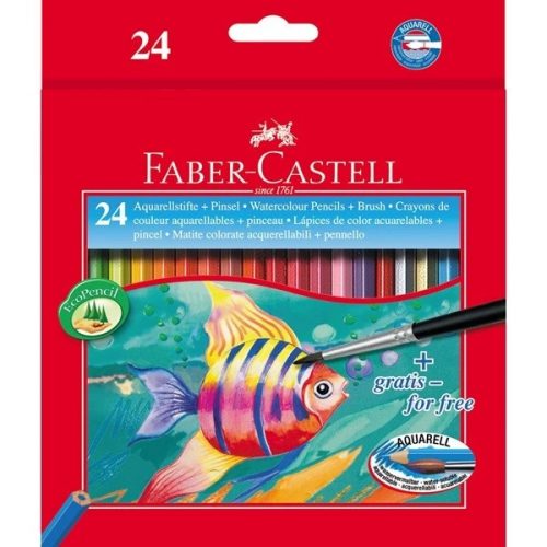 Színes ceruza FABER-CASTELL Aquarell hatszögletű 24 db/készlet+ecset (114425)