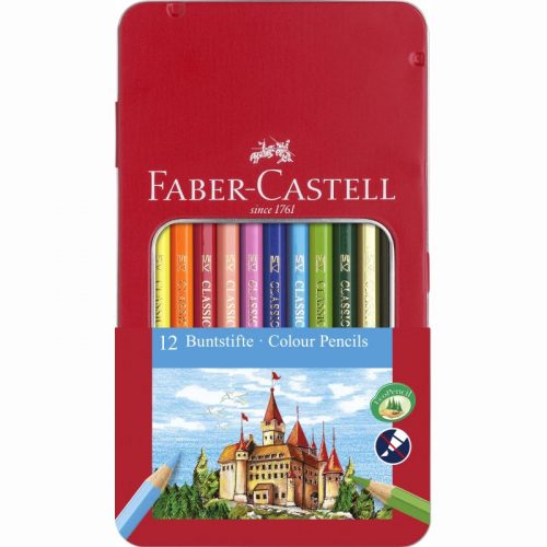 Színes ceruza FABER-CASTELL hatszögletű fémdobozos 12 db/készlet (115801)