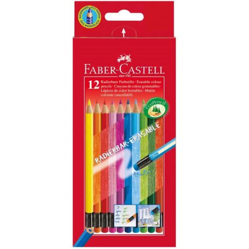 Színes ceruza FABER-CASTELL háromszögletű 12 db/készlet+színes radír (116612)