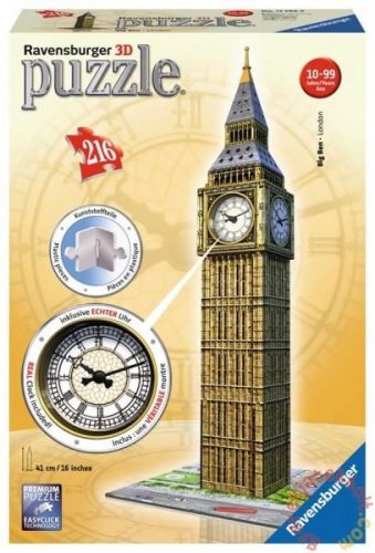 Ravensburger 3D puzzle - Big Ben valódi órával 216 db-os (12586)