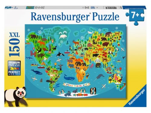 Ravensburger Puzzle 150 db - Állatos világtérkép (13287)