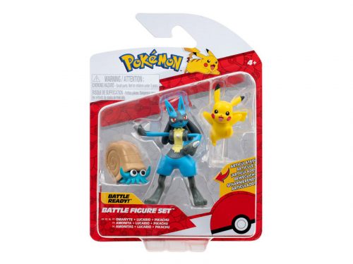 Pokémon 3 db-os figura csomag -  Omanyte, Pikachu,  Lucario