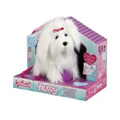   Animagic Fluffy sétáló fehér plüsskutya 22 cm 54868 (31237)