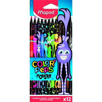 MAPED: Color Peps Monster színes ceruza készlet - háromszögletű, 12 db