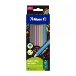 Pelikan: Színes ceruza - metálfényű, 10 db-os