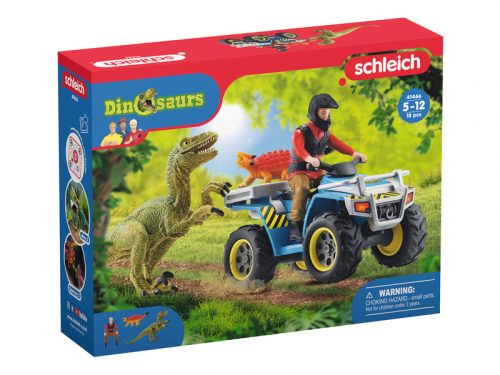 Schleich Menekülés quaddal a velociraptor elől