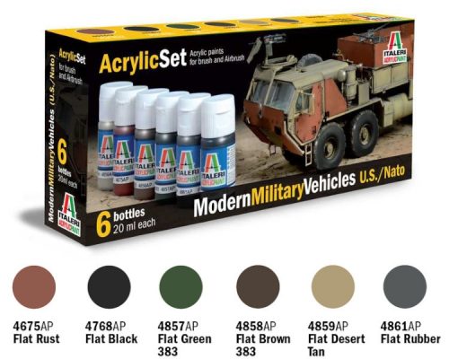 Italeri Acrylic szett: MODERN MILITARY VEHICLES U.S./N.A.T.O. (442AP) festék