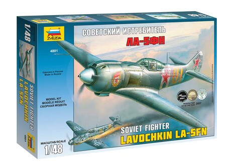 Zvezda La-5FN Soviet Fighter w/interior makett 1:48 makett repülő (4801)