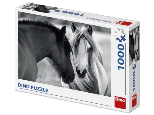 Dino Puzzle 1000 db - Lovak fekete-fehérben (532618)