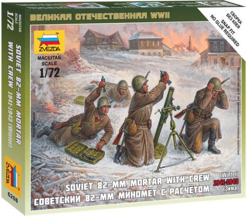 Zvezda Soviet 82 mm Mortar w/Crew 1:72 (6208)