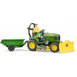   Bruder bworld John Deere kerti traktor utánfutóval és kertésszel