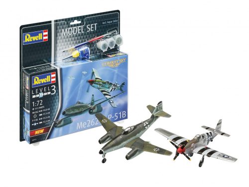 Revell Combat Set Me262 & P-51B 1:72 makett készlet festékkel és kiegészítőkkel (63711)