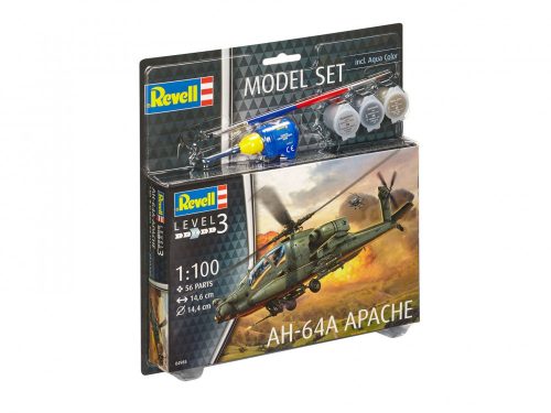 Revell AH-64A Apache 1:100 makett készlet festékkel és kiegészítőkkel (64985)