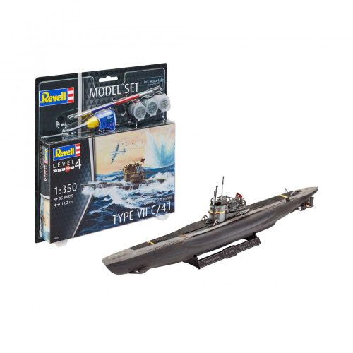 Revell German Submarine Type VII C/41 1:1200 makett készlet festékkel és kiegészítőkkel (65154)