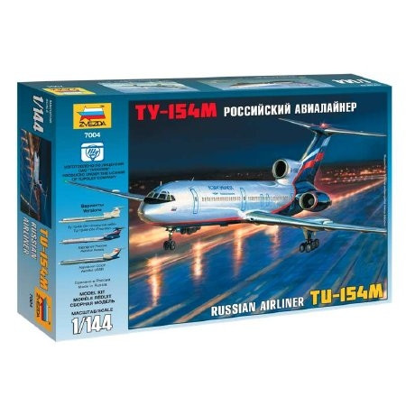 Zvezda Tupolev Tu-154M Russian Airliner 1:144 makett repülő (7004)