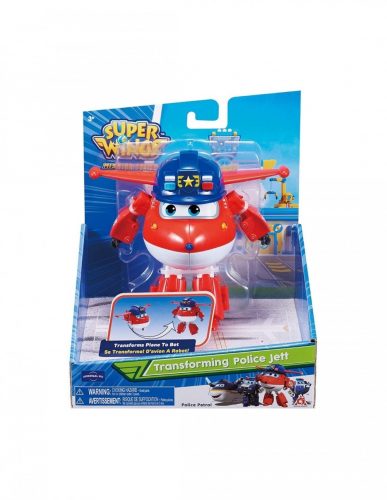 Super Wings szárnyalók átalakuló Rendőr Jett figura (730231 SW)