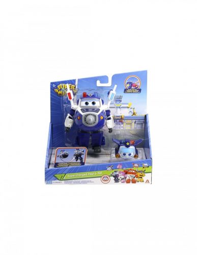 Super Wings szárnyalók átalakuló Supercharged Paul és Pet figurák (750425)