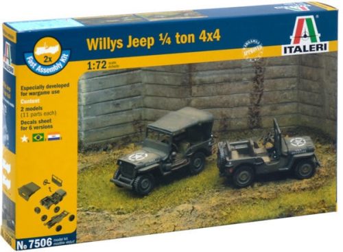 Italeri: Willys Jeep 1/4 Ton 4 katonai jármű makettek, 1: 72 (7506S)