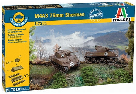 Italeri: M4A3 75 mm Sherman tank makett ragasztóval, 1: 72 (7518s)