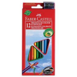   Faber-Castell: ECO háromszög alakú színes ceruza készlet - 12 db-os, ajándék hegyezővel