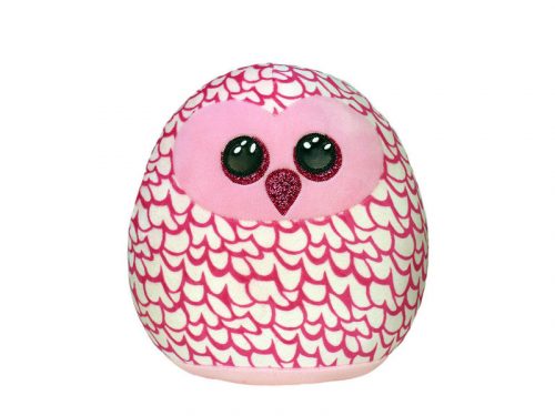 Ty Squish-a-Boos párna alakú plüss figura PINKY, 22 cm - rózsaszín bagoly