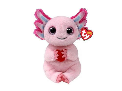 Ty Beanie Bellies plüss figura LOCKY, 15 cm - axolotl szívvel