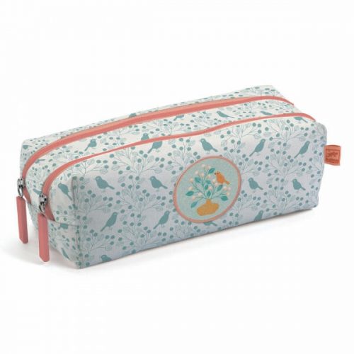 DJECO Tolltartó két rekesszel - Madárka - Romantic pencil case - Djeco (DD00310)