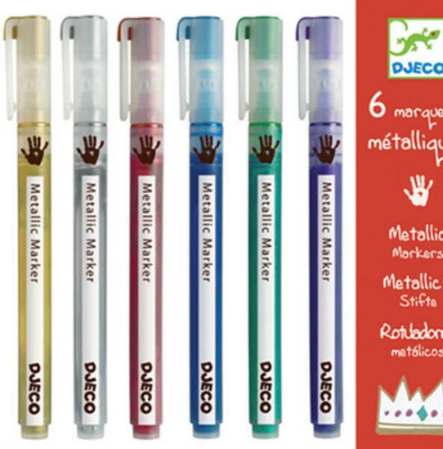 Djeco 6 fémfesték filctoll - 6 metalic markers