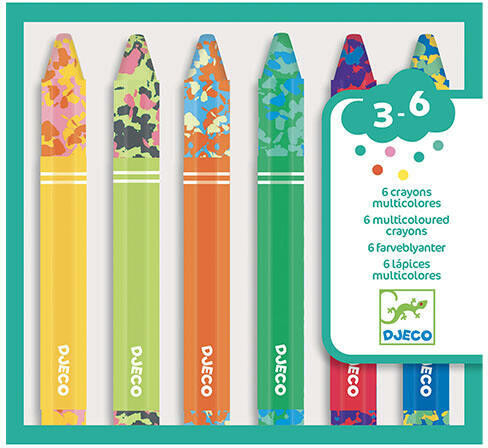 Djeco Művészeti műhely - 6 többszínű viaszkréta - 6 multicoloured crayons