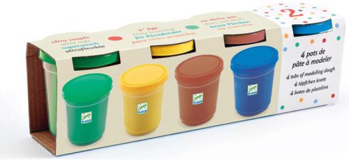 Djeco Gyurma - Pillegyurma - 4 tubs of play dough, Plain flour