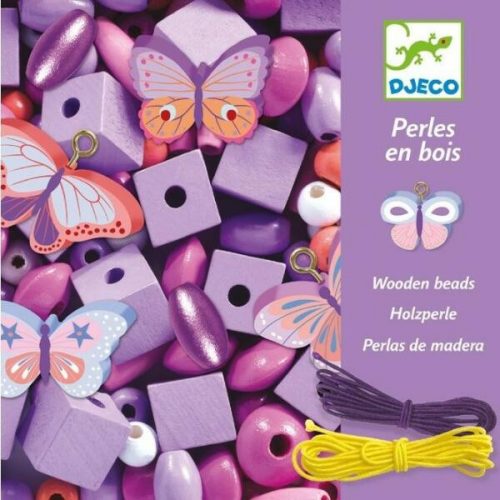 Djeco Fagyöngyök - Pillangók - Wooden beads, buterflies