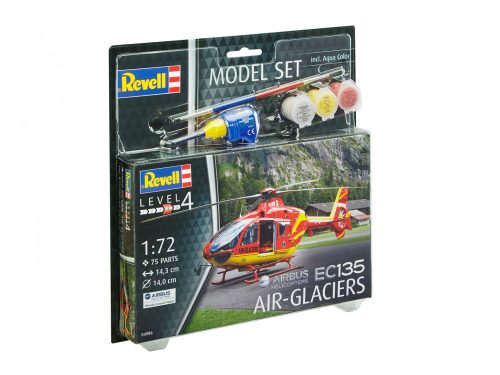 Revell EC 135 Air-Glaciers makett 1:72 makett készlet festékkel és kiegészítőkkel (64986)