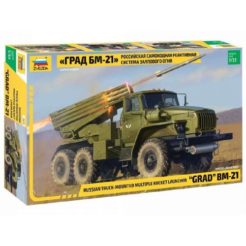 Zvezda BM-21 Grad Rocket Launcher 1:35 makett harcjármű (3655)