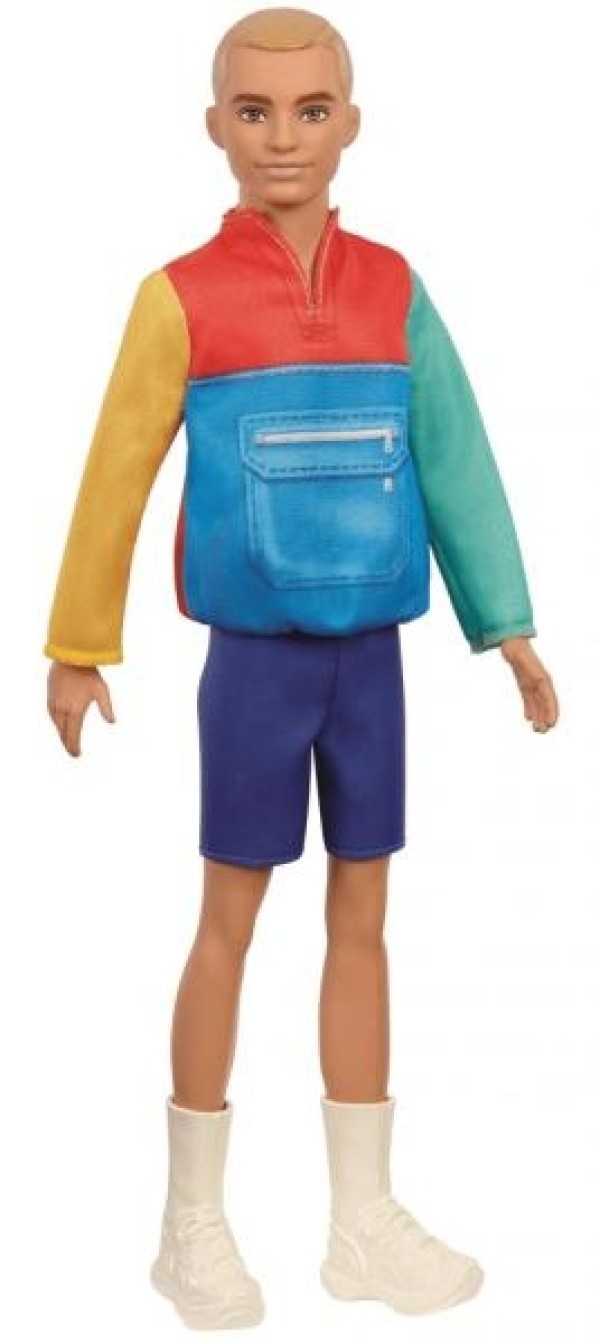 Mattel Barbie - Fashionistas - Ken 163 - Szőke hajú baba színes kabáttal (GRB88)