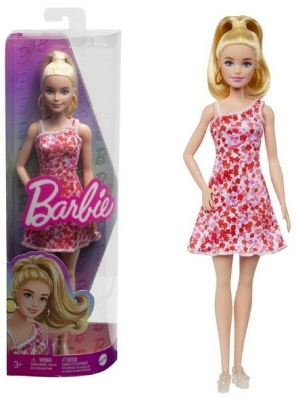 Mattel Barbie fashionista barátnők - pink virágos ruhában (HJT02)