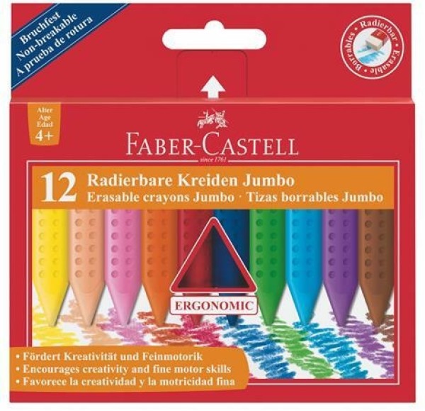Faber-castell Zsírkréta, háromszögletű, 12 különböző szín (TFC122540)