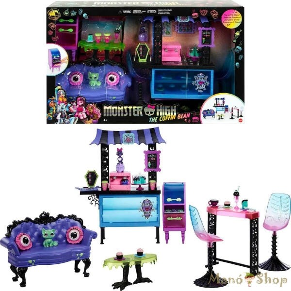 Monster High - Rémébresztő kávézó bútorokkal, kisállattal és kiegészítőkkel (HHK65)
