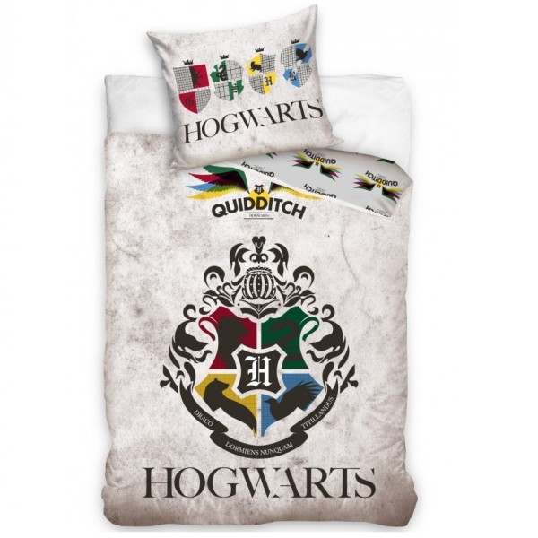 Harry Potter ágyneműhuzat - Roxforti házak (fehér márványos) (HP191061)