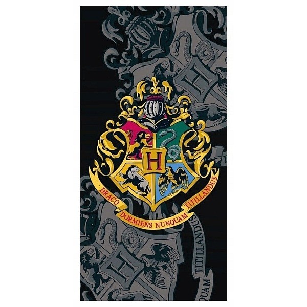 Harry Potter fürdőlepedő, törölköző - Roxforti Házak fekete (HP-8268T)