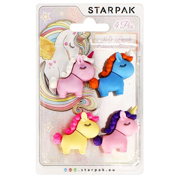 Starpak puzzle radír 4 db-os - Unikornisok (505324) 