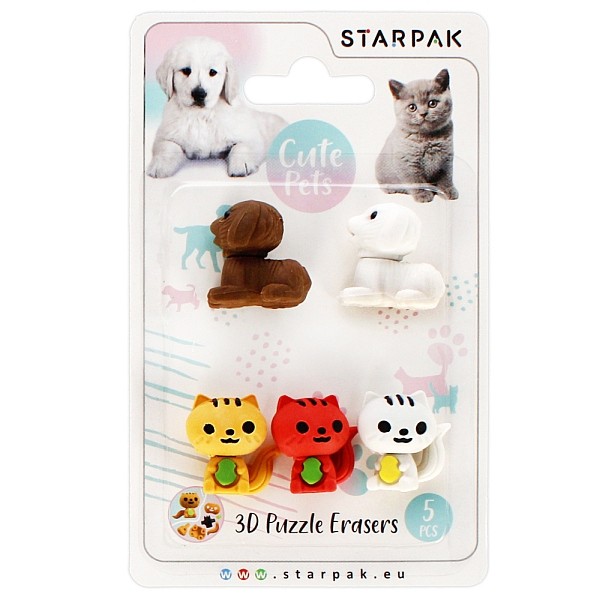 Starpak puzzle radír 5 db-os - Cute Pets (505319)