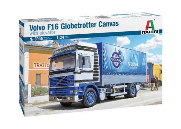 Italeri Volvo F16 Globetrotter Canvas with elevator 1:24 makett kamion (3945s)